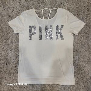 White PINK sequin tunic